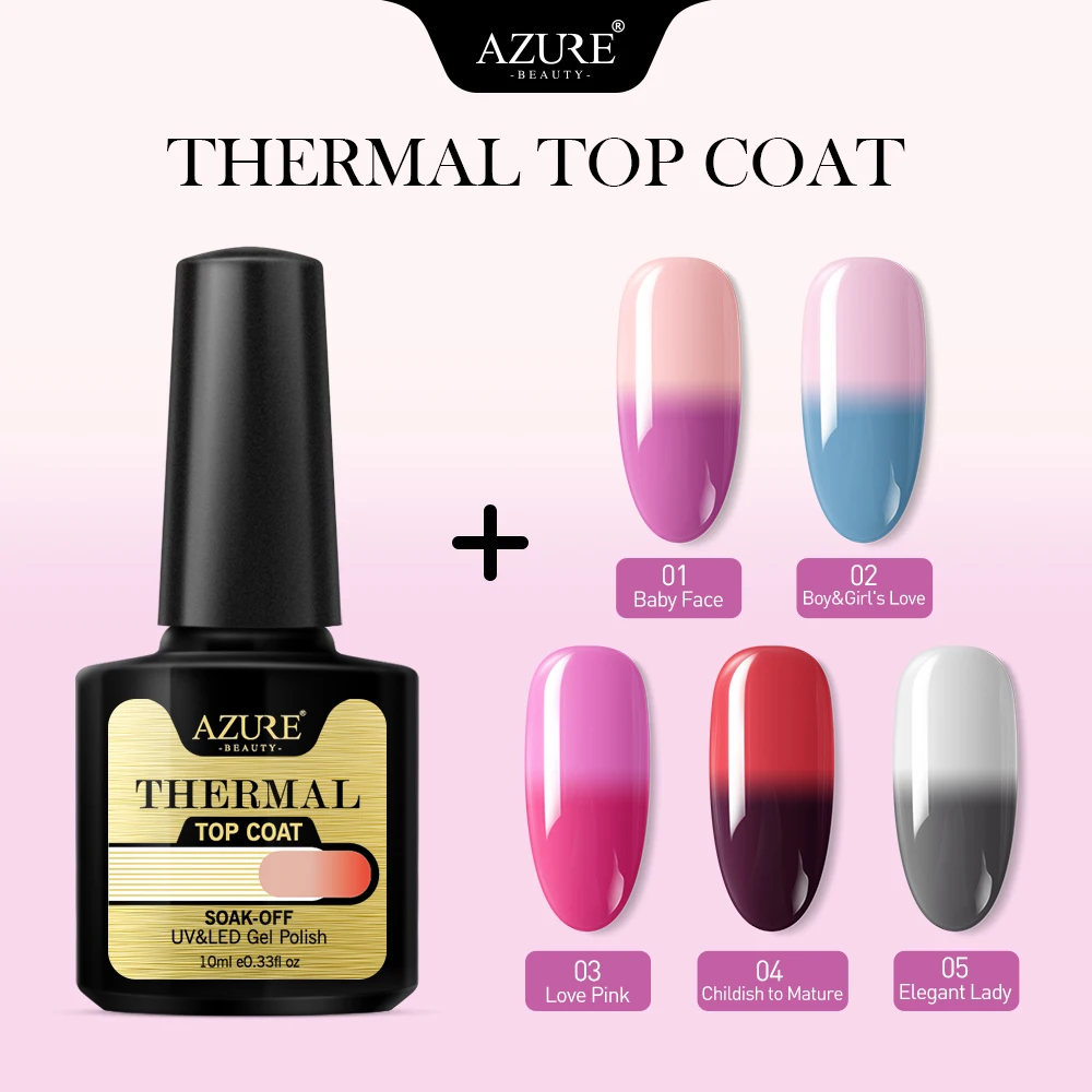 Azure Beauty Новинка 10 мл термальный сменный лак для ногтей отмачиваемый УФ-Гель-лак