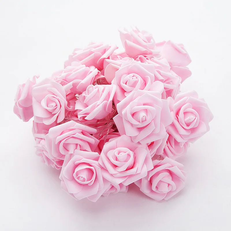 Pink rose flower ROPIO 1,5 м светодиодный гирлянда с розами на батарейках, гирлянда для рождественских праздников, гирлянда на День святого Валентина, свадебное украшение, 10 светодиодный светильник - Испускаемый цвет: Pink rose flower