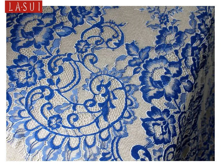 LASUI 1,5 м* 3 м = 1 лот изысканной роскоши 2 цвета craft уникальный и благородный синий и белый толстый высокая-конец торжественное платье ткань C0076