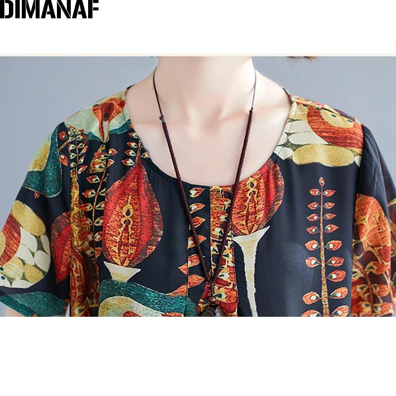

DIMANAF Plus Size Women Dress Summer Sundress Big Size Loose Fashion Print Beach Dress Female Lady Elegant Holiday Vestidos 2019