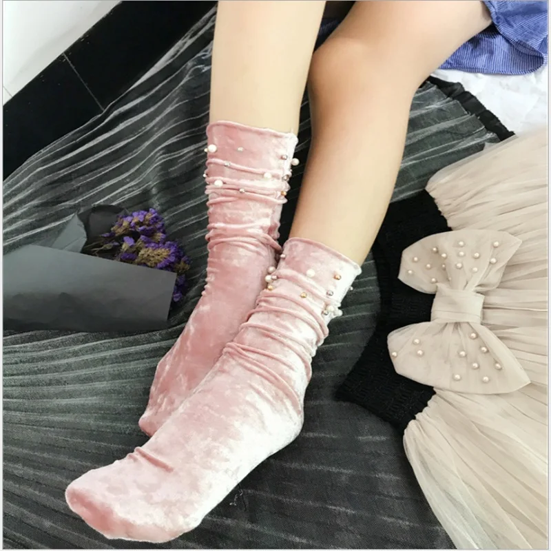 1 пара новые модные зимние женские теплые носки для сна бархатные однотонные с