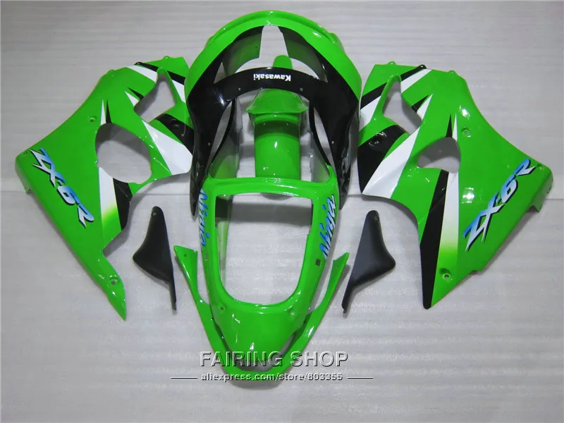 Высокое качество Пластик обтекатель комплект для Kawasaki ZX6R 1998 1999 98 99 Зеленый Черный