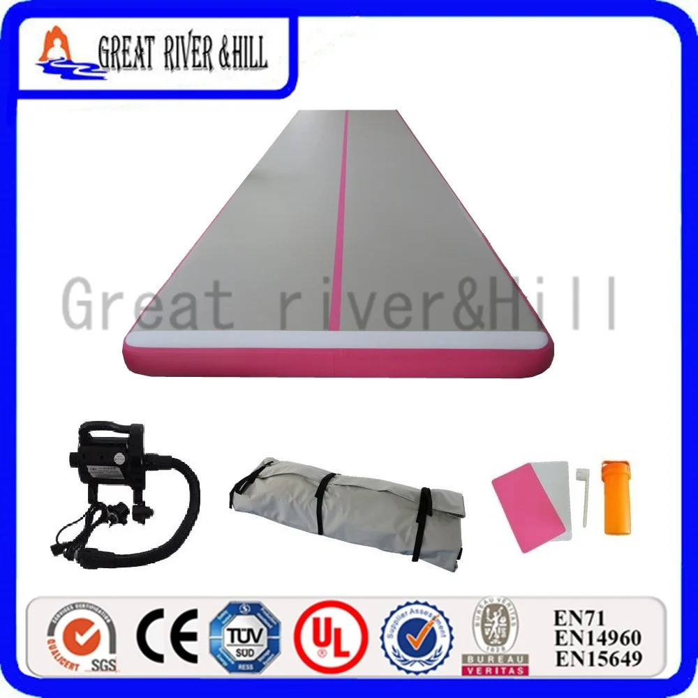 

Great river hill fitness mat inflatable air track smooth mat grey&pink 7m x 1.5m x 10cm