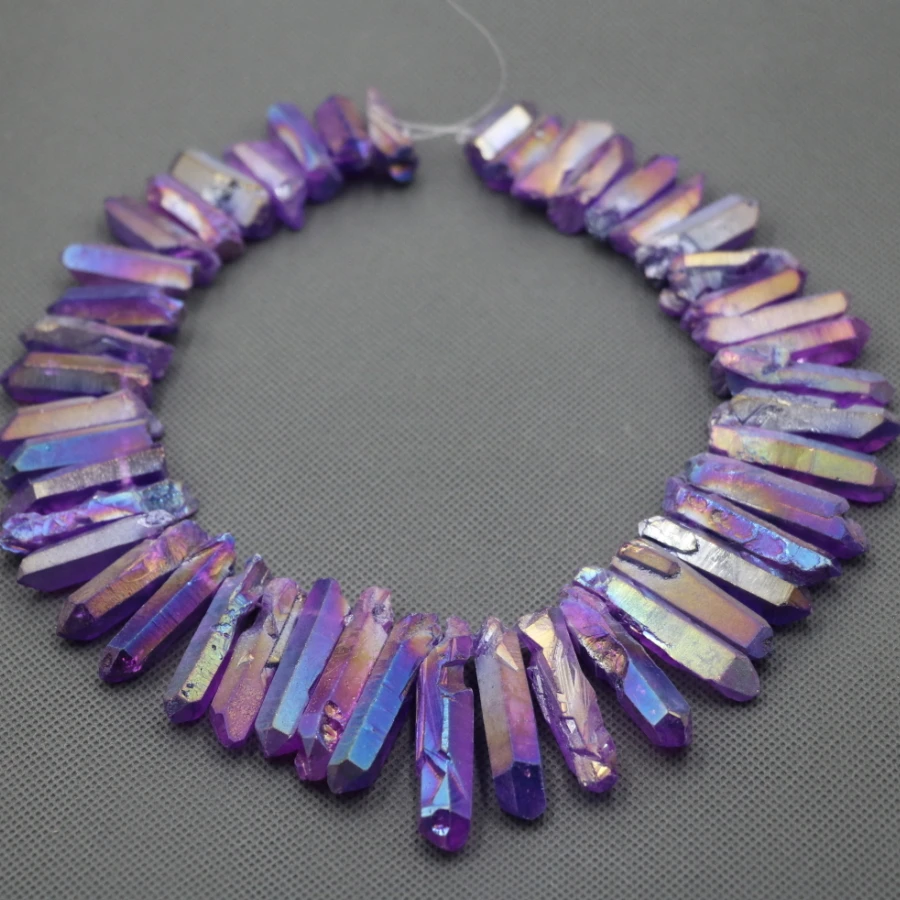 Ожерелье женское из натурального необработанного фиолетового кварцевого