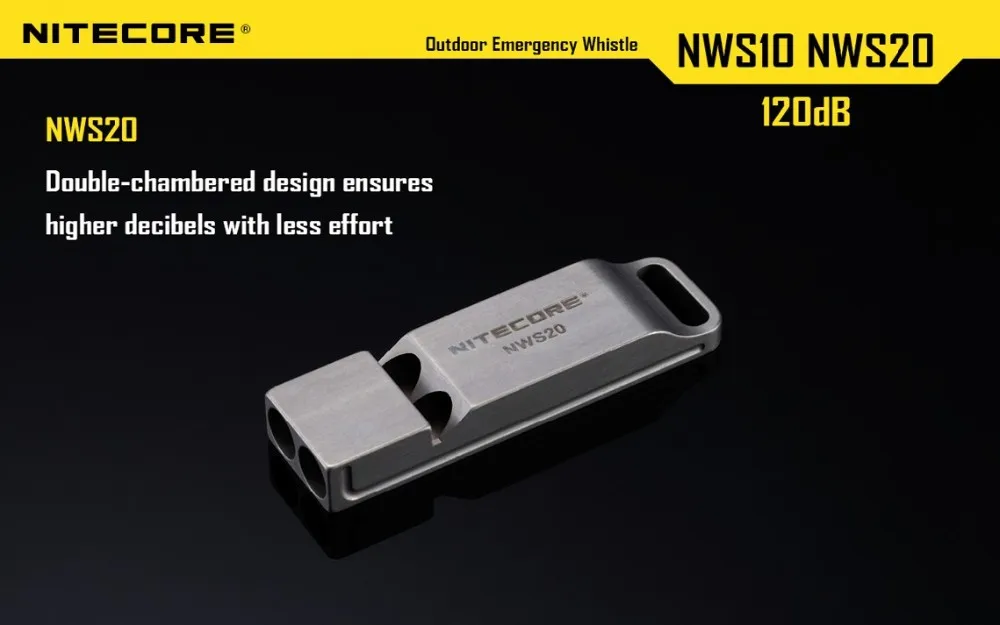 Nitecore NWS10 NWS20 титановое аварийное ожерелье со свистком кулон открытый 120 дБ с брелком