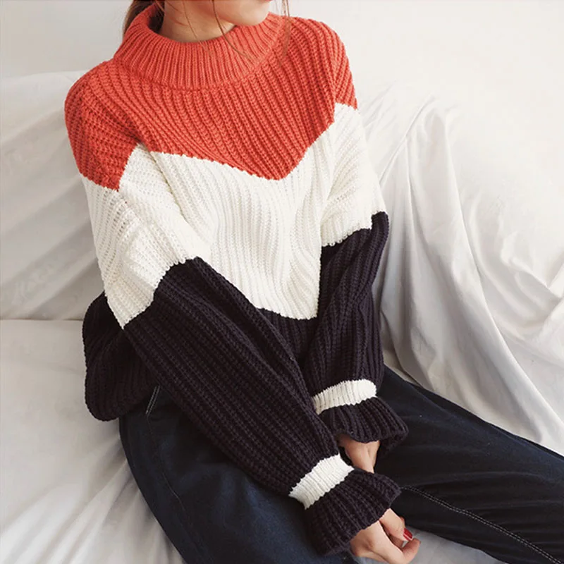 MYDC женский зимний Повседневный лоскутный обычный свитер с оборками пуловер