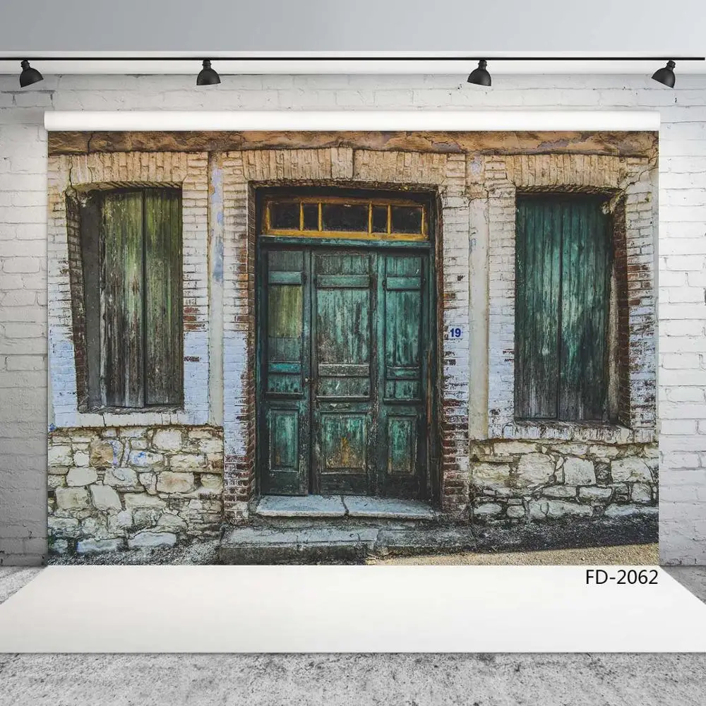 Ретро зеленые деревянные двери гранж Фото фоны виниловые фотографии для