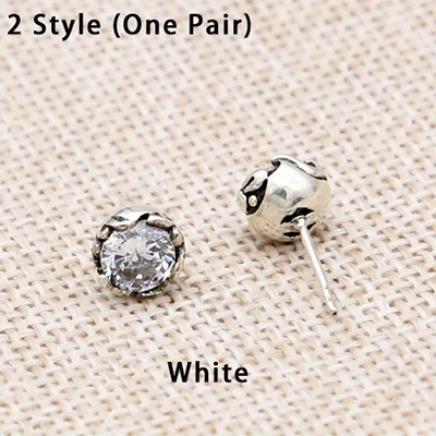 2 Style One Pair Креативная женская серьга в стиле хип-хоп, 4 стиля, Настоящее серебро, 925 пробы, хорошее ювелирное изделие для женщин и мужчин, серьги-гвоздики с мозаичным камнем E04 - Цвет камня: 2 Style One Pair