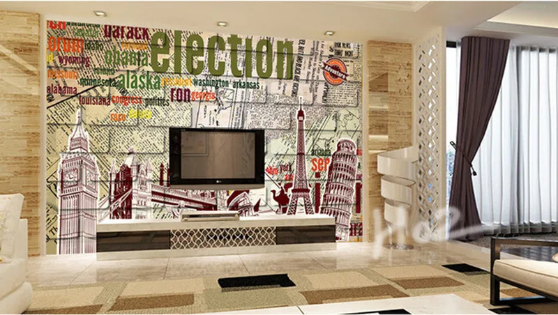 3D фрески на заказ ретро кирпичная стена в английской газете обои для спальни