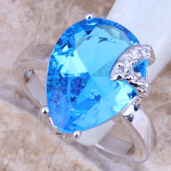 Женское серебряное кольцо с голубым фианитом Размеры 6 / 7 8 9 R0892|ring size|women ringsring size |