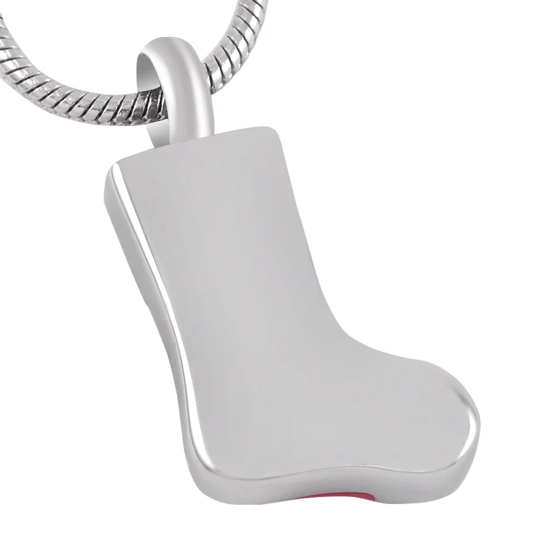 IJD9235 Stainless Steel Cremation Boot Shape Red Cinderella Keepsake Necklace Pendant for Ashes Urn Memorial Women Jewelry | Украшения и