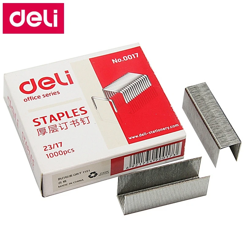 1000 шт./лот Deli 0017 сверхпрочные скобы 23/17 13x16 мм шириной 13 высотой 16 емкостью 120