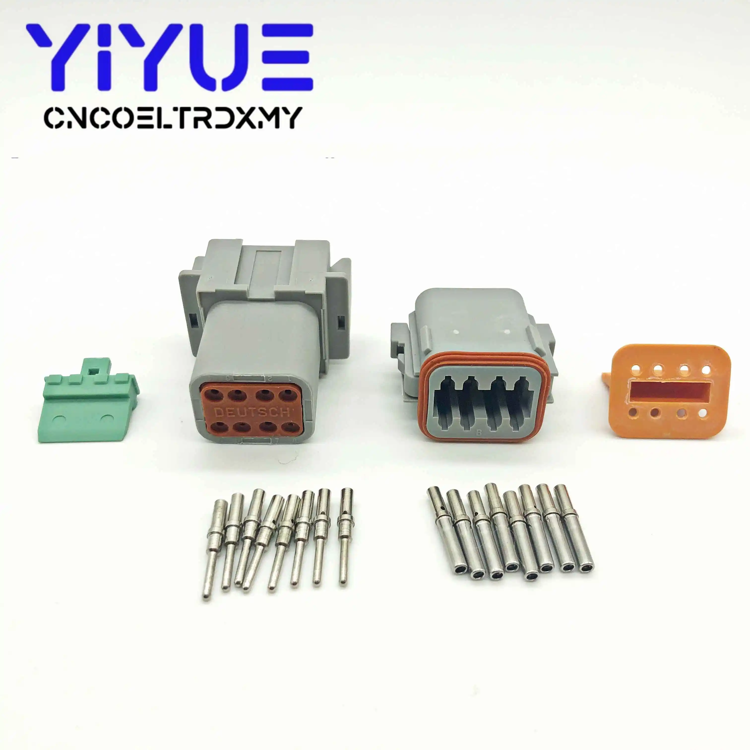 8P gray 1 комплект Deutsch DT 2 3 4 6 8 12 Pin мужской женский Авто Водонепроницаемый Разъем Автомобильный герметичный штекер с Твердые штыри Размер 16-20 AWG - Цвет: 8P gray
