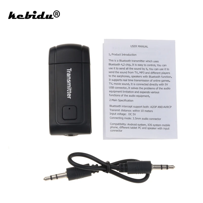 Kebidu высокоскоростной мини беспроводной Bluetooth V4.2 передатчик A2DP 3 5 мм стерео аудио