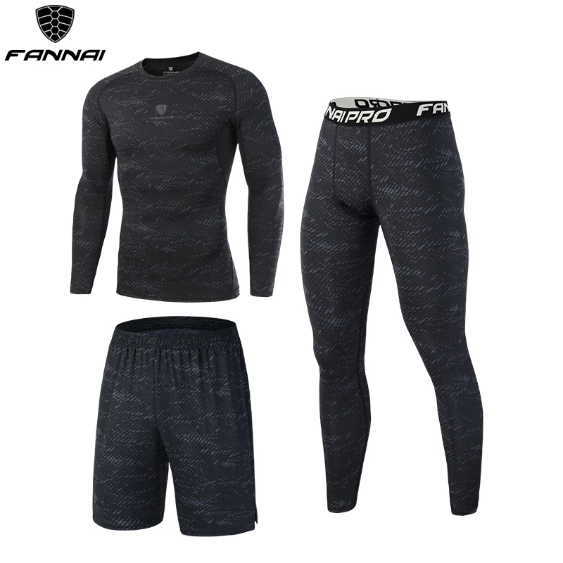 3 PCS Set D Высокое качество сжатия Мужская Спорт костюмы Быстрый сухой тренажерный зал Колготки запуск наборы одежда Спорт бегу - Цвет: 3 PCS Set D