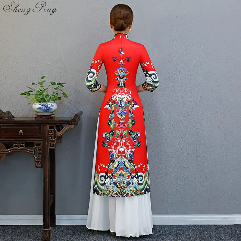 Женское традиционное платье-Ципао aodai vietnam традиционная одежда для лета 2019 |