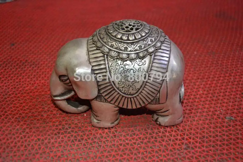 Collectable Ming Dynasty (xuan de1426-1438)Silver Dragon Incense StoveCenser,Elephant,Free Shipping