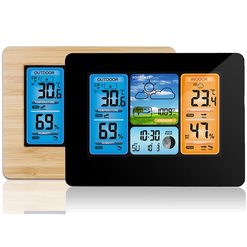 Quality Digital Weather Station Thermometer Hygrometer Barometer Wireless And Sensor Lcd Monitor Weather Forecast Indoor Outdoor