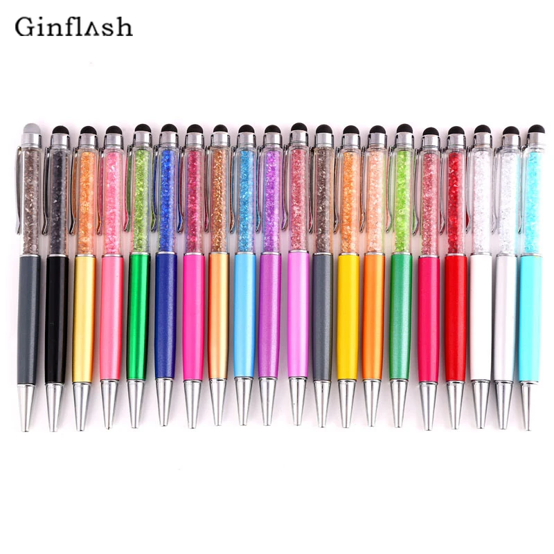 

4pcs/set Diamond Crystal Ballpoint Pens + Capacitive Stylus Pen 2 in 1 Novelty Metal Zakka Touch Ballpen Stationery Gifts