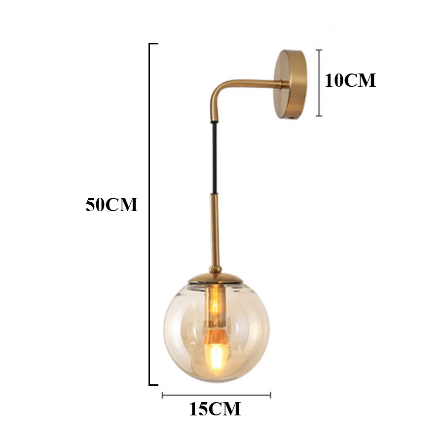 

Thrisdar Nordic Vintage Glass Ball Wall Lamp Bedside Bathroom Mirror Wall Light Cafe Foyer Corridor Hotel Restuarant Wall Light