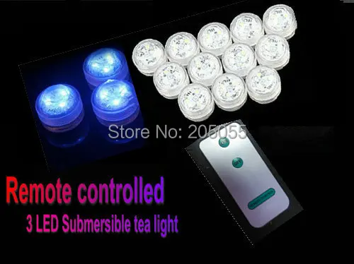 

480pcs/lot 3smd Triple LED remote control submersible Led tea light waterproof Wedding/Xmas/Valentine centerpiece aquarium-BLUE