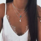 Ожерелье-чокер в стиле бохо для женщин, многослойное ожерелье-цепочка с подвесками в форме месяца, богемные ювелирные изделия, оптовая продажа, 2019