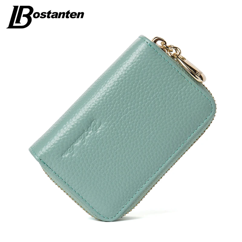 Мини кошелек BOSTANTEN из натуральной кожи банк/имя держатель для карт двойная молния