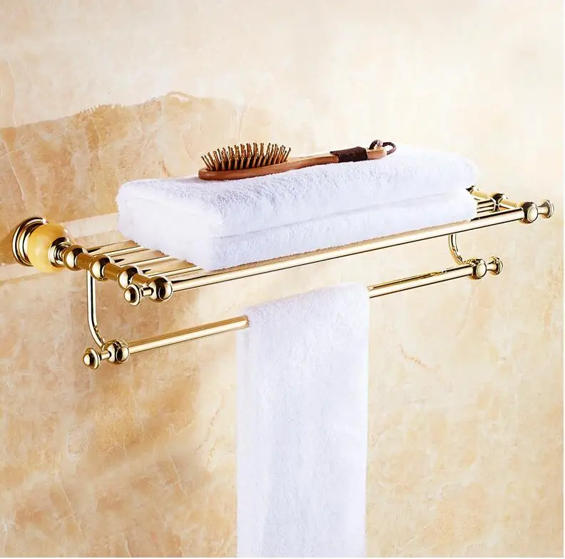 towel rail Роскошный золотой отделкой Аксессуары для ванной комнаты Комплект крюк робы, Бумага держатель, Полотенца бар, мыло Корзина Ванная комната оборудование комплект - Цвет: towel rail