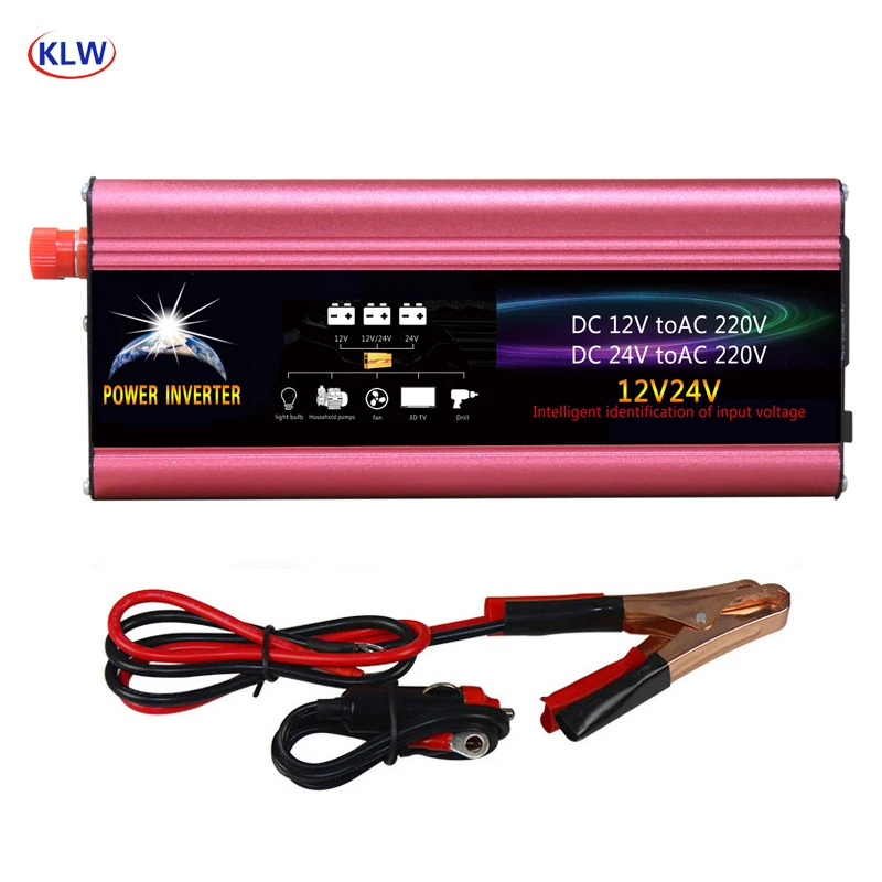 Universial 2000W DC 12V 24V к AC 220V портативный автомобильный инвертор зарядное устройство