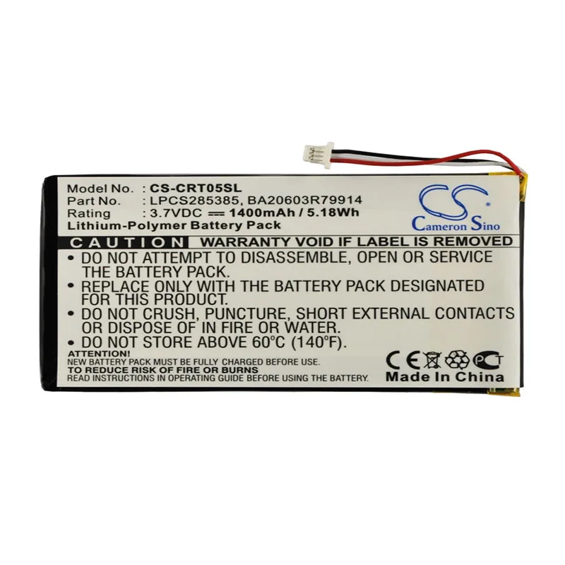 Аккумулятор Cameron Sino 1400 мАч для креативных DVP HD0003 Zen Vision M 60 Гб 30 BA20603R79914