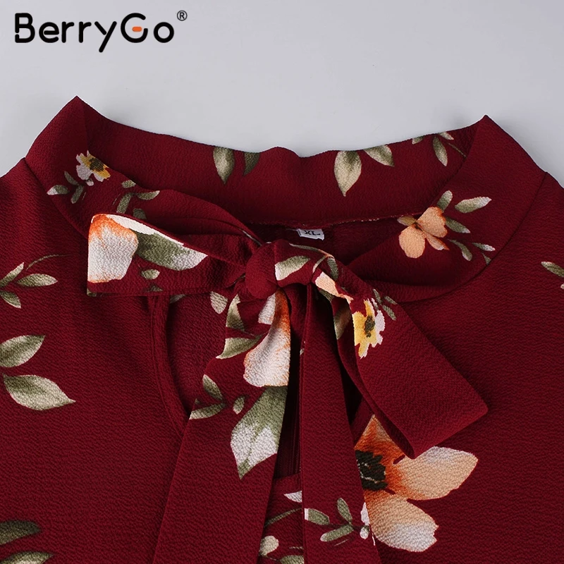 BerryGo женское платье с цветочным принтом шифоновое богемное летнее галстук