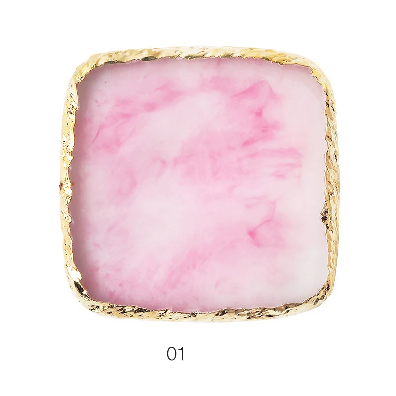 Pink Резиновый Агат кусок поднос для маникюра макияж Органайзер настольный органайзер для хранения квадратный дисплей инструмент - Цвет: Pink