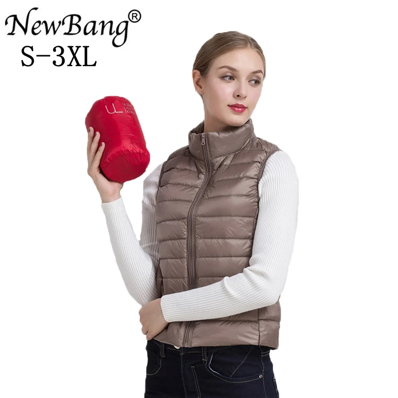 NewBang женские теплые жилеты ультра светильник без рукавов Куртка Gilet chalecos mujer