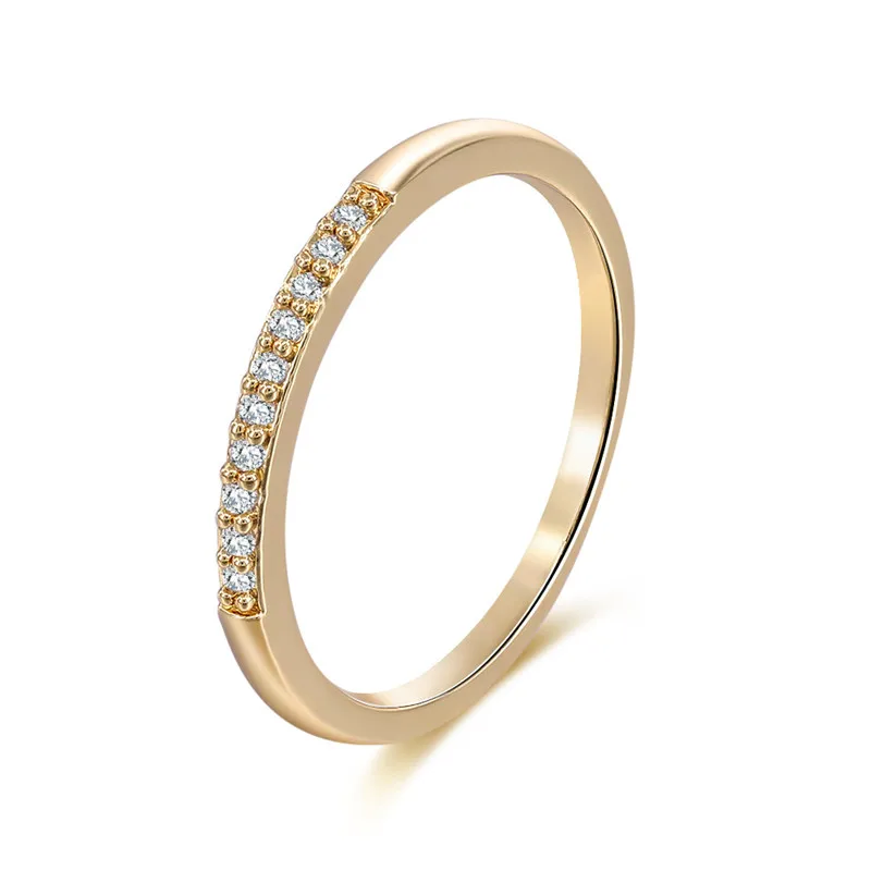 Нежный Micro AAA Cubic Zirconia Wedding Band кольца для Для женщин тонкие модные золотые женские