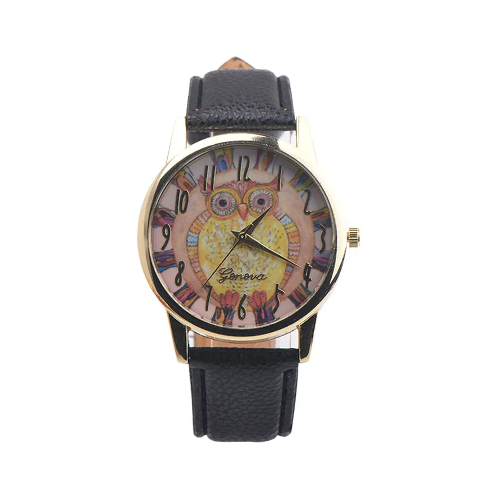 Чудо момент Ретро Сова кожаный ремешок аналоговые сплава кварцевые наручные