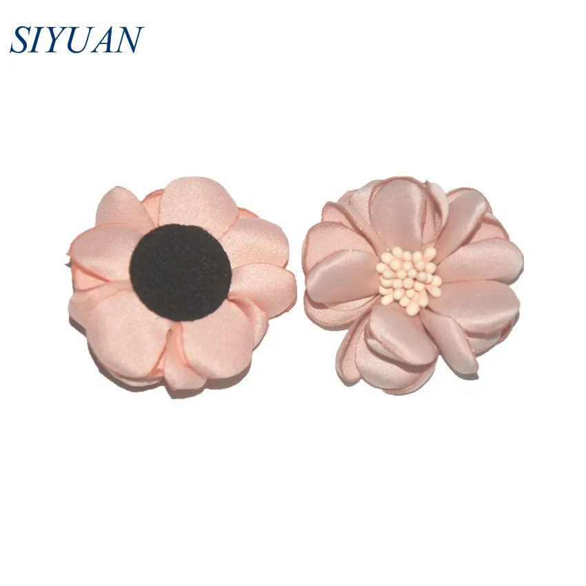 flower only 30 шт./лот 1,6 дюймов атласный сожженных одежда из шифона с цветами; с тычинки с цветочным мотивом для девочек заколки для волос "сделай сам" аксессуары для волос с цветами TH268 - Цвет: flower only