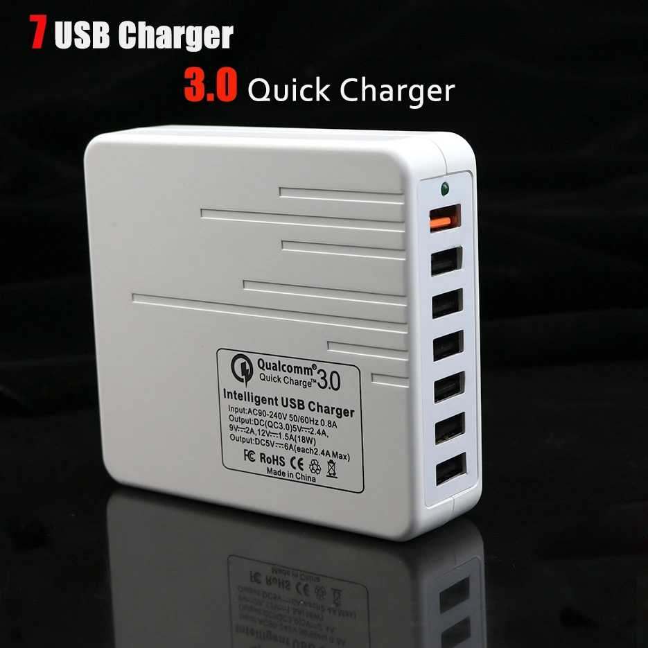 Быстрое интеллектуальное зарядное устройство USB Quick 3 0 адаптер 5 В/2 4 А 7 портов для