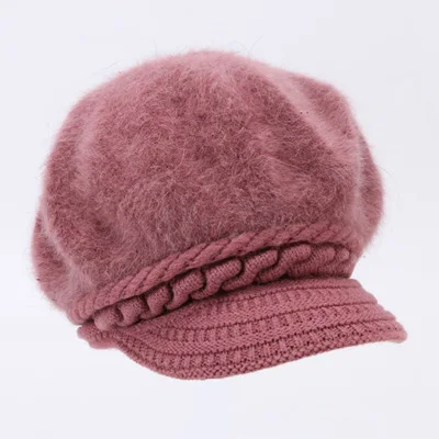 Женский берет Softfox вязаный шерстяной шапка из натурального кроличьего меха