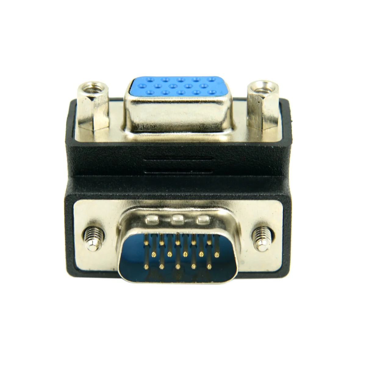 

Xiwai VGA SVGA Down Angled 15pin Socket Male To Plug Female High Density Extension Adapter Converter Changer Connector