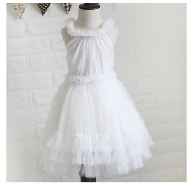 Кружевное платье для девочек летнее стильное Пышное многослойное принцессы без