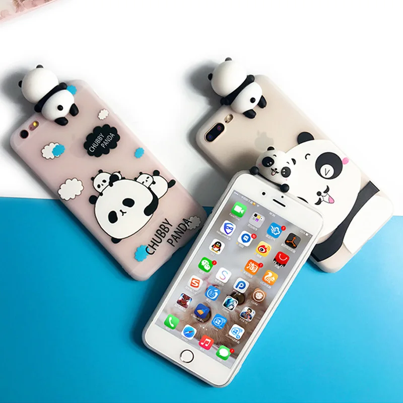 SHANSHUI Case For iPhone 6 6S 7 8 Plus X Silicone Soft TPU 3D Cute Panda Clouds Cartoon Letter Patterned Transparent Cover Coque |