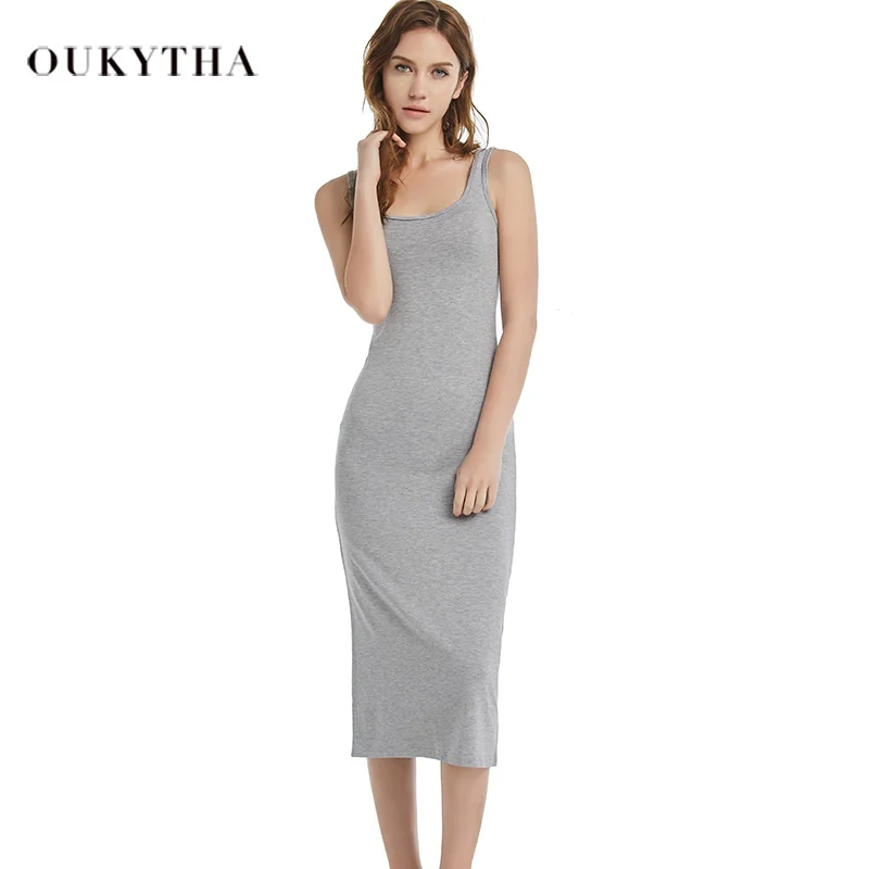 Женское хлопковое облегающее платье с круглым вырезом повседневное однотонное