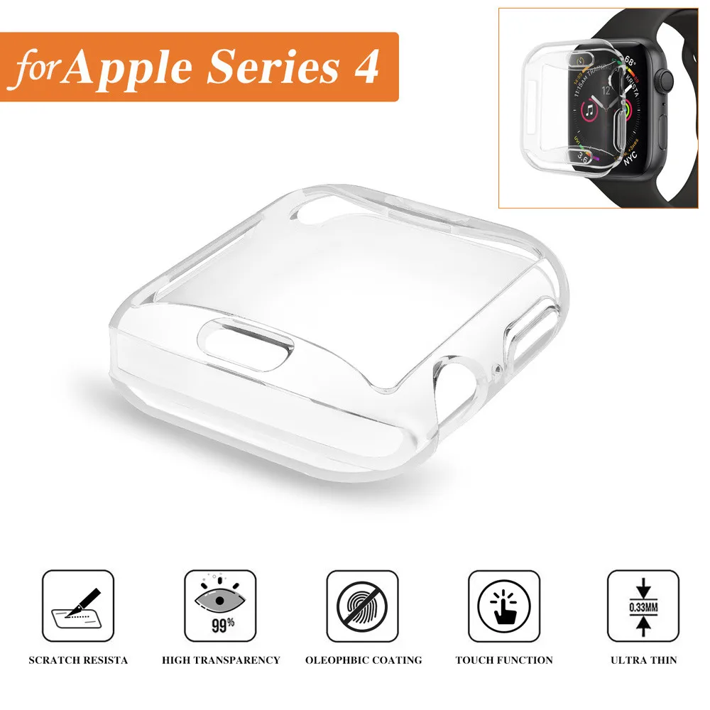 ТПУ защитные чехлы для Apple Watch Series 4 40 мм/44 мм Ультратонкий Мягкий защитный