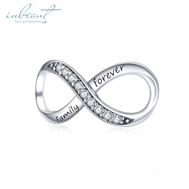 Inbeaut Лидер продаж 925 пробы Серебряный микро CZ fit Pandora браслет символ бесконечности бусины Forever Love подарок браслет подвески