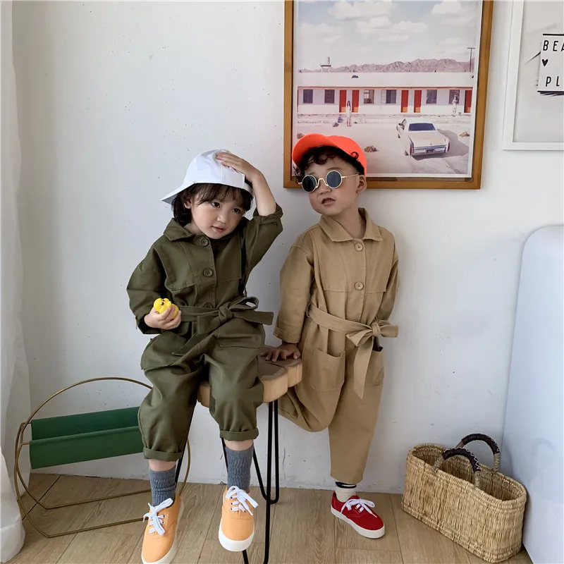 Корейский стиль; модные однотонные Универсальные боди с длинными рукавами для мальчиков и девочек; осенние хлопковые повседневные Комбинезоны