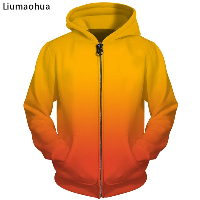 Liumaohua бренд 3d толстовки градиент одноцветные кофты с капюшоном толстовк на