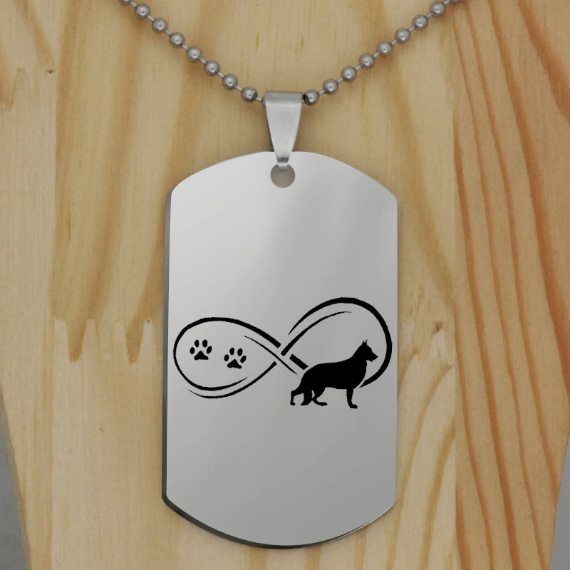 Stainless Steel Infinity Paw Print Pendant Necklace Fashion German Shepherd Dog Jewelry Gift for Women Drop Shipping YLQ6166 | Украшения и