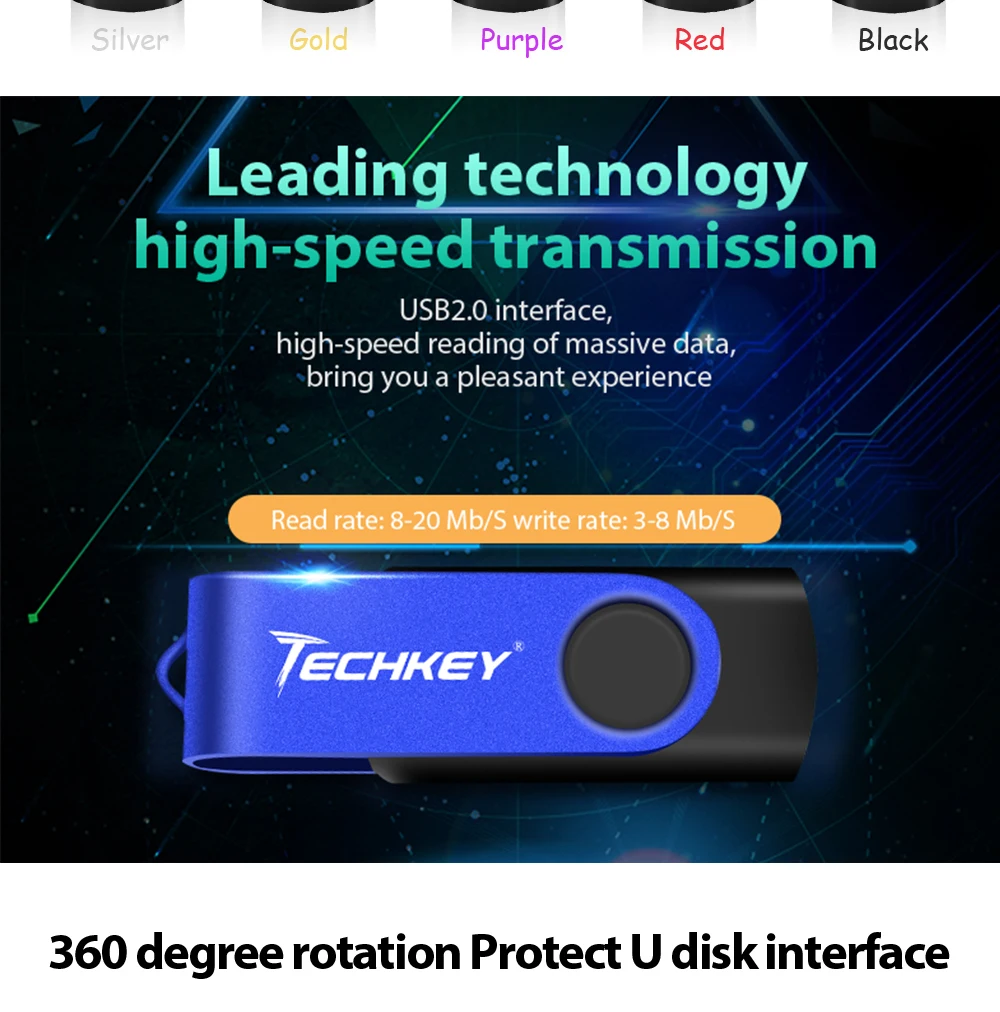 USB флеш-накопитель 32 Гб 128 ГБ флеш-накопитель 64 ГБ TECHKEY pendrive 8 ГБ флеш-накопитель 4 Гб micro cel memoria usb карта памяти в подарок u диск