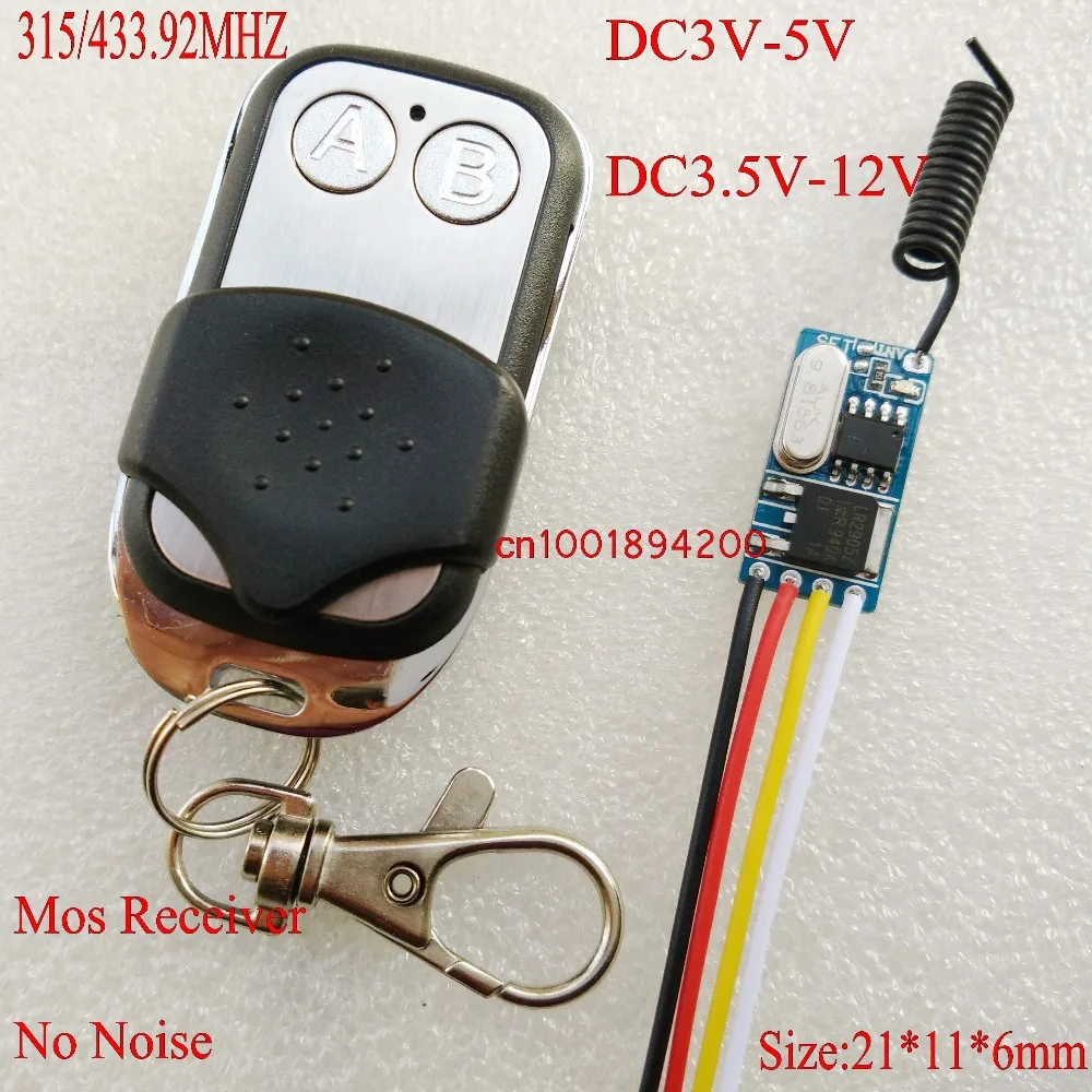 

Mini Remote Control Switches DC3.5V-DC12V 3.7V 4V 4.5V 5V 6V 7.4V 9V 12V Micro Mos Receiver No Sound Receiver Module 433
