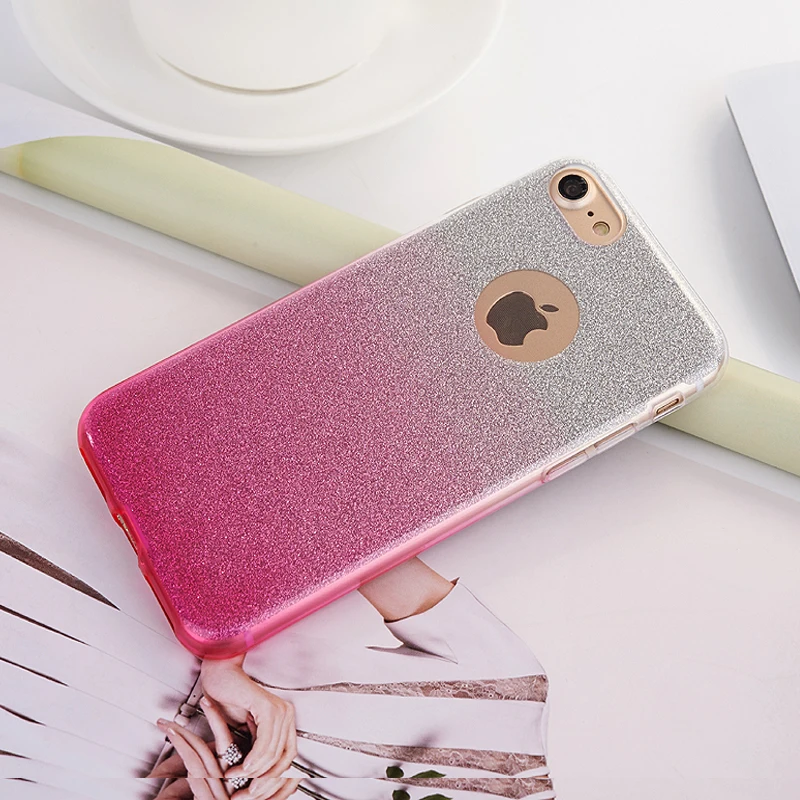 Роскошный блестящий чехол для iPhone X XR XS Max градиентной расцветки мягкий